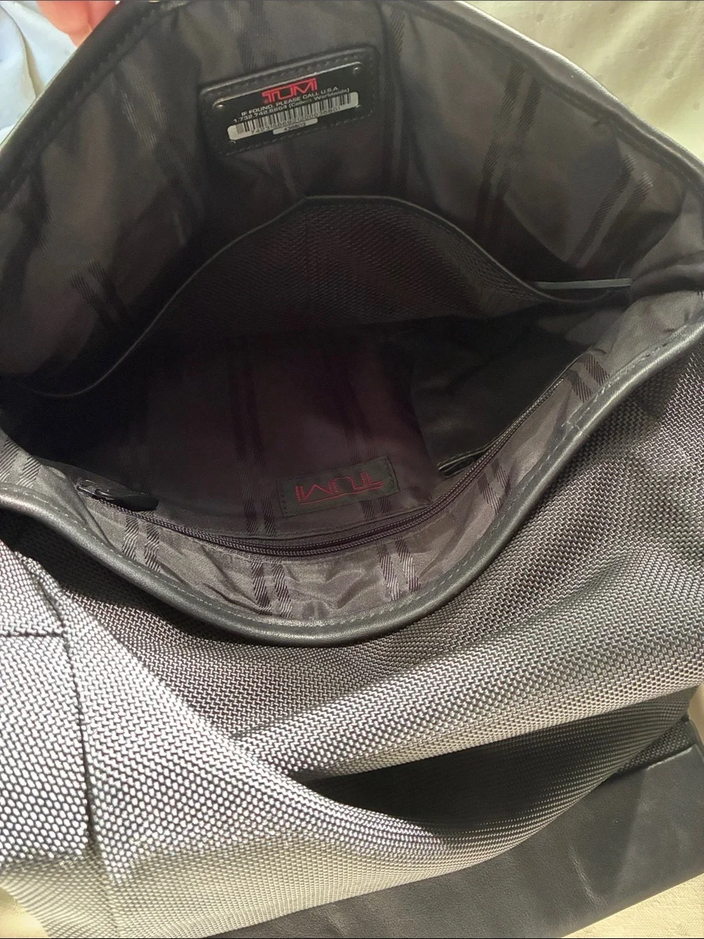 Tumi Black Nylon and Leather Trim Messenger Bag